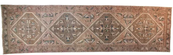 3'9" x 14" Vintage Persian Rug - F.J. Kashanian - Brown - Brown