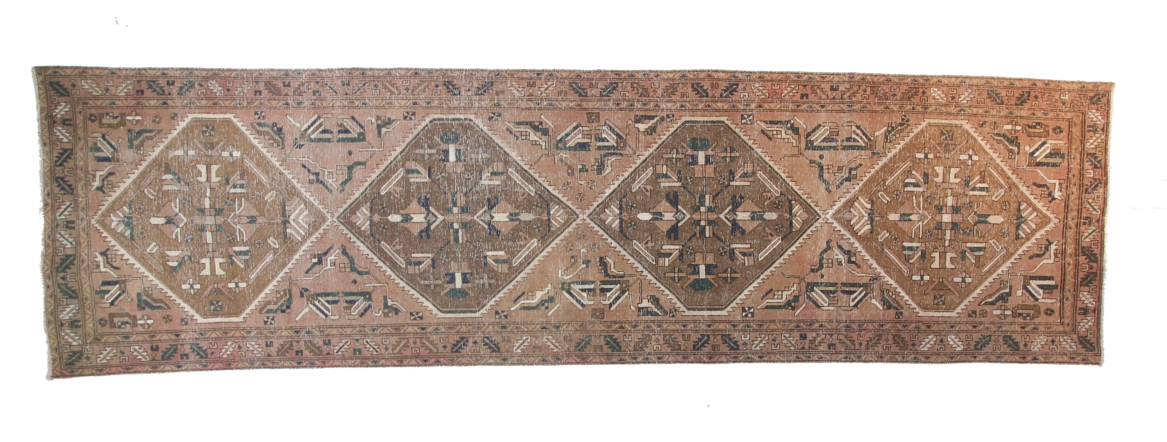 3'9" x 14" Vintage Persian Rug - F.J. Kashanian - Brown - Brown