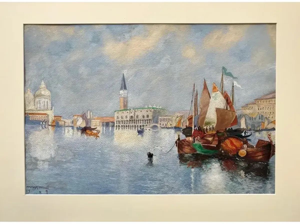 Venice Grand Canal by Walter Lenhart - Antiquarian Art Company - blue