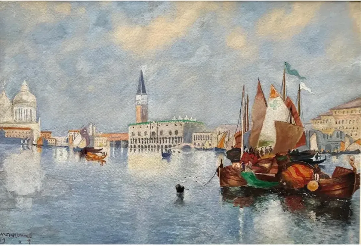 Venice Grand Canal by Walter Lenhart - Antiquarian Art Company - blue