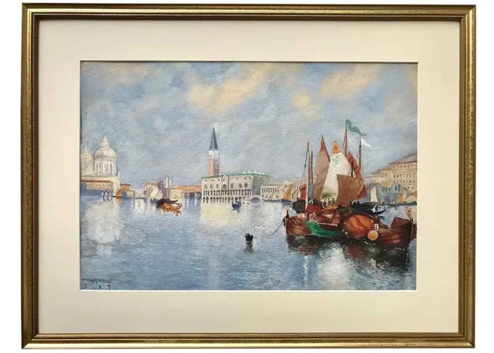 Venice Grand Canal by Walter Lenhart - Antiquarian Art Company - blue