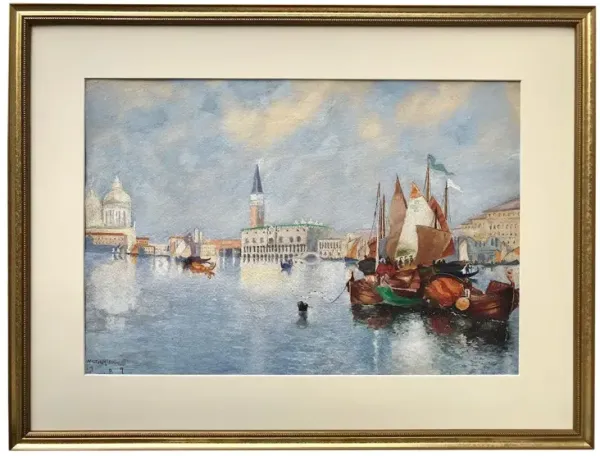 Venice Grand Canal by Walter Lenhart - Antiquarian Art Company - Blue