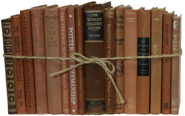 Vintage Petite Boxwood Decorative Book Bundle (1Ft), Red