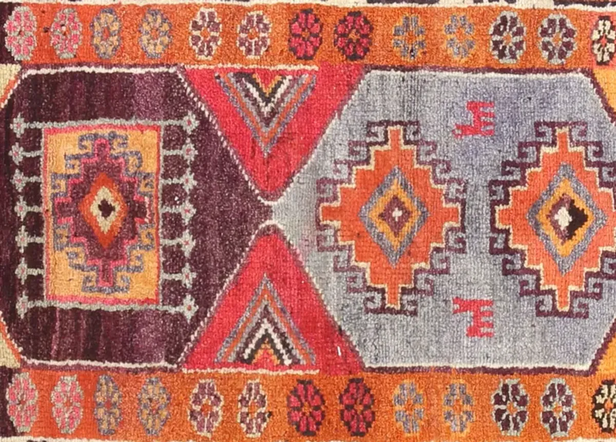 1960s Turkish Oushak Runner - 3'1" x11'3" - Nalbandian - Orange