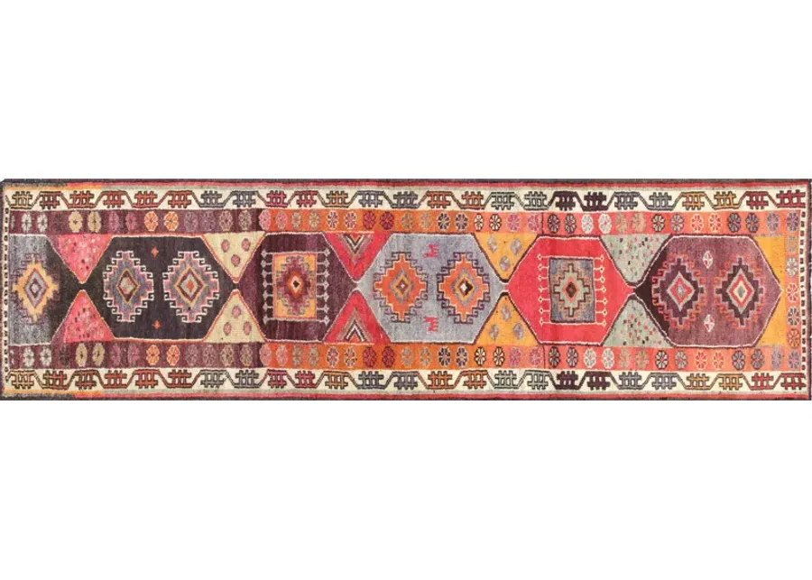 1960s Turkish Oushak Runner - 3'1" x11'3" - Nalbandian - Orange