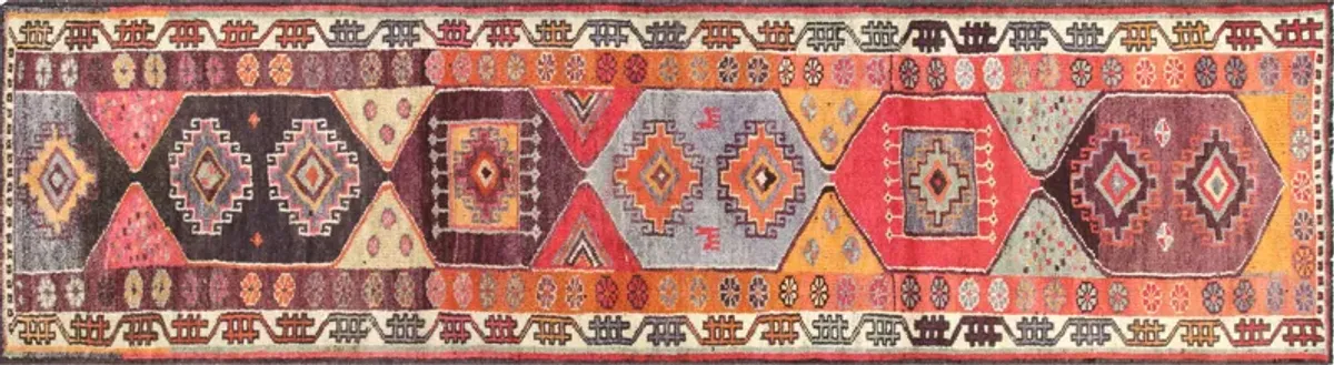 1960s Turkish Oushak Runner - 3'1" x11'3" - Nalbandian - Orange