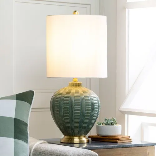 Raya Table Lamp - Green Glaze