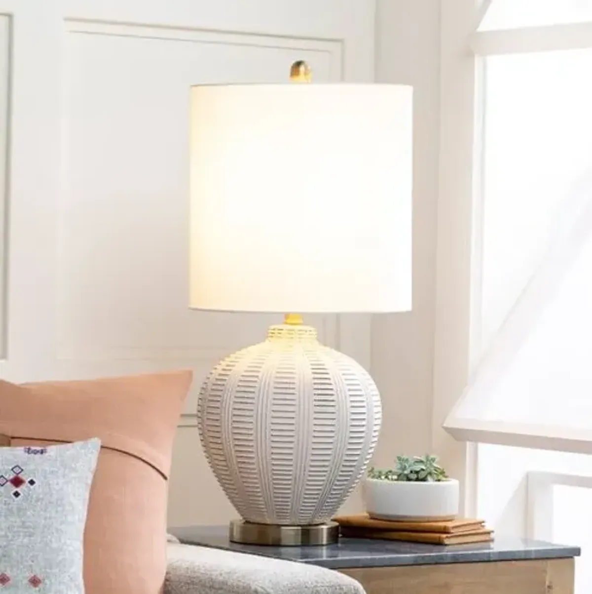 Raya Table Lamp - Off-White Glaze