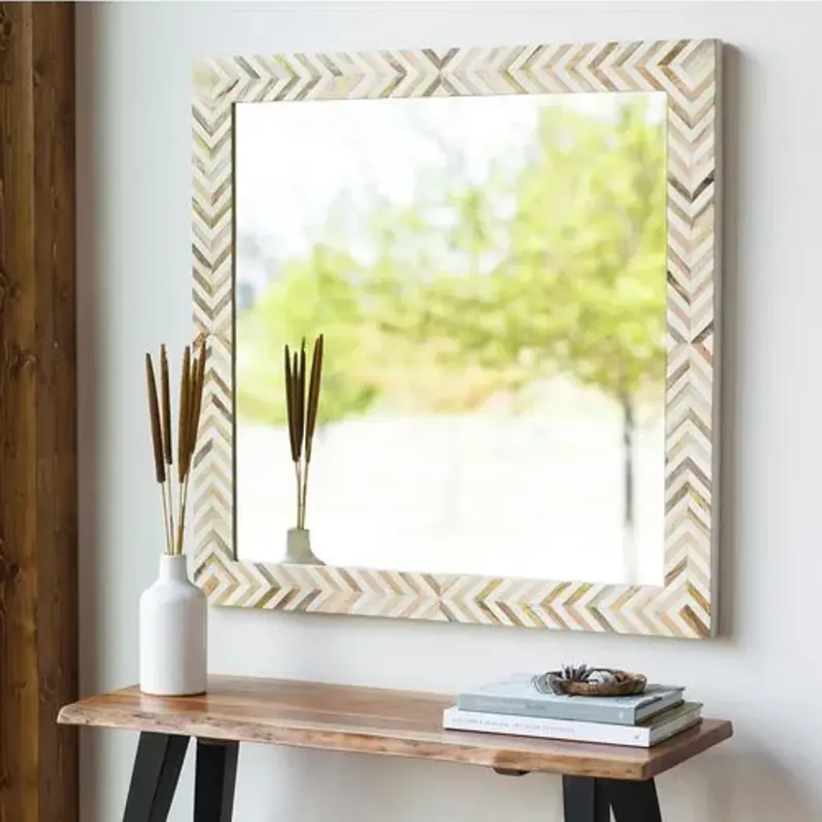 Kiara Large Square Wall Mirror - Natural