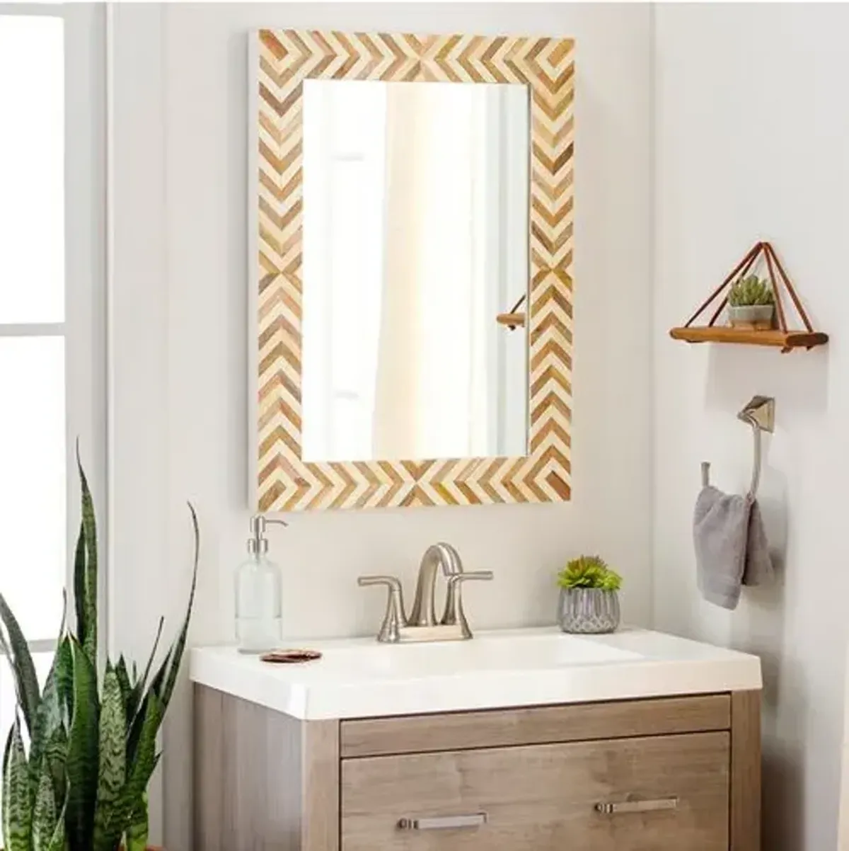 Kiara Small Rectangular Wall Mirror - Natural