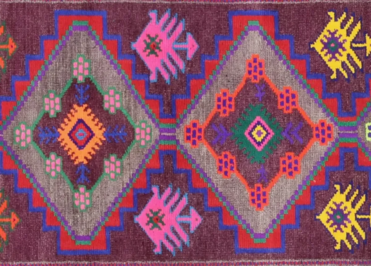 1960s Turkish Oushak Runner - 2'9" x11'3" - Nalbandian - Purple