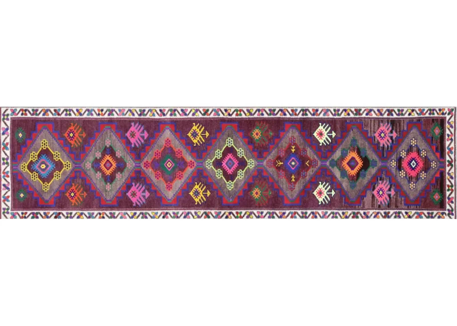 1960s Turkish Oushak Runner - 2'9" x11'3" - Nalbandian - Purple