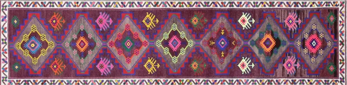 1960s Turkish Oushak Runner - 2'9" x11'3" - Nalbandian - Purple