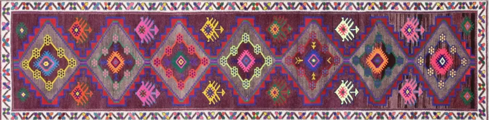 1960s Turkish Oushak Runner - 2'9" x11'3" - Nalbandian - Purple