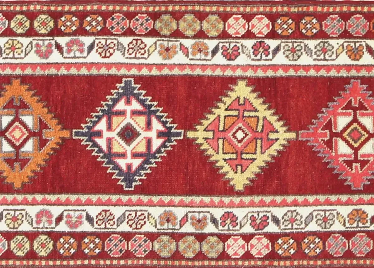 1960s Turkish Oushak Runner - 2'8" x14'9" - Nalbandian - Red