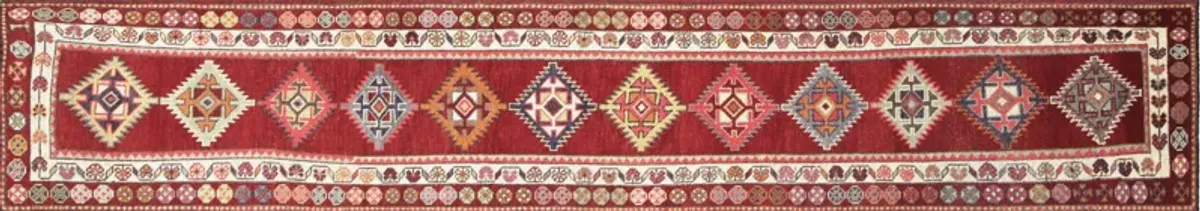 1960s Turkish Oushak Runner - 2'8" x14'9" - Nalbandian - Red