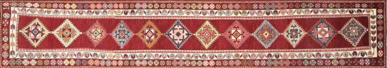 1960s Turkish Oushak Runner - 2'8" x14'9" - Nalbandian - Red