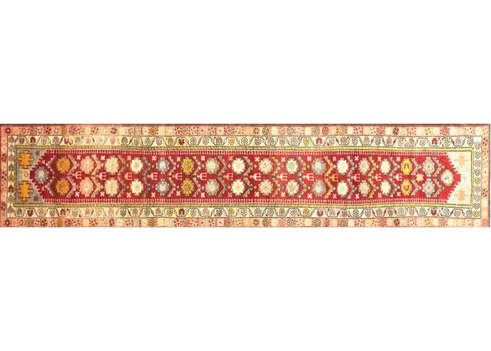 1960s Turkish Oushak Runner - 2'8" x12'6" - Nalbandian - Red