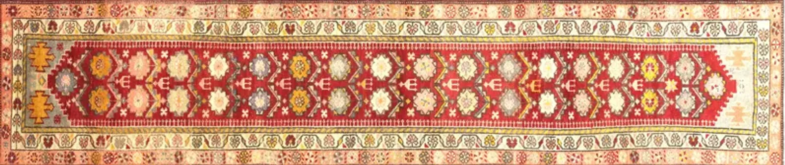 1960s Turkish Oushak Runner - 2'8" x12'6" - Nalbandian - Red