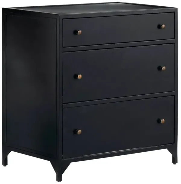 Coraline Large Storage Nightstand, Black/Bronze