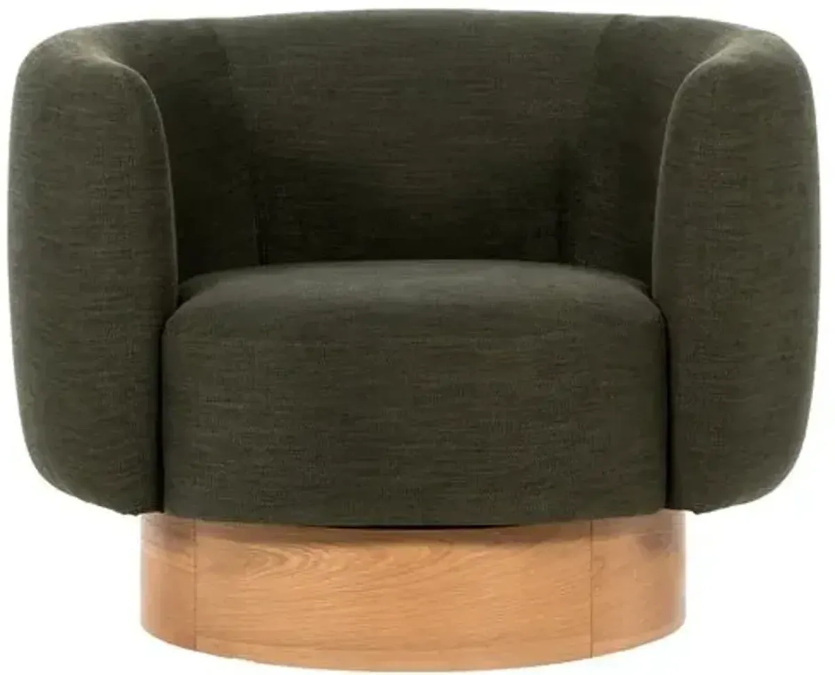 Vance Swivel Chair - Moss/Oak