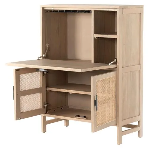 Aimee Cane Bar Cabinet - Beige