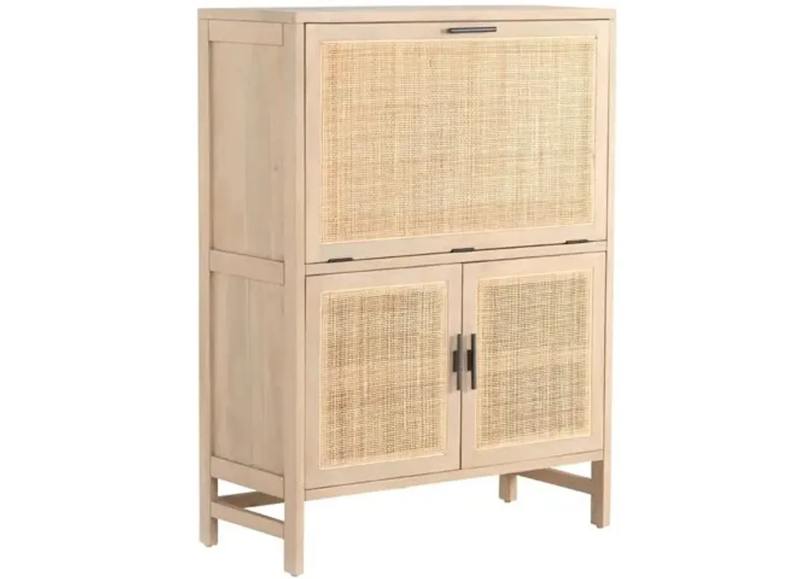 Aimee Cane Bar Cabinet - Beige