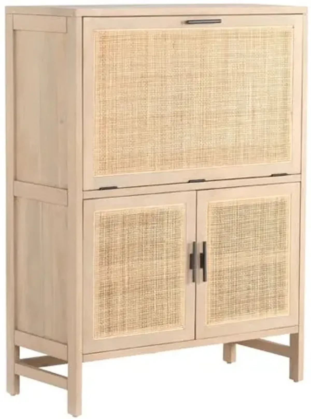 Aimee Cane Bar Cabinet - Beige