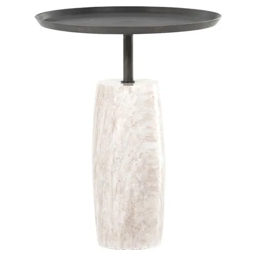 Remy Marble End Table - Gray