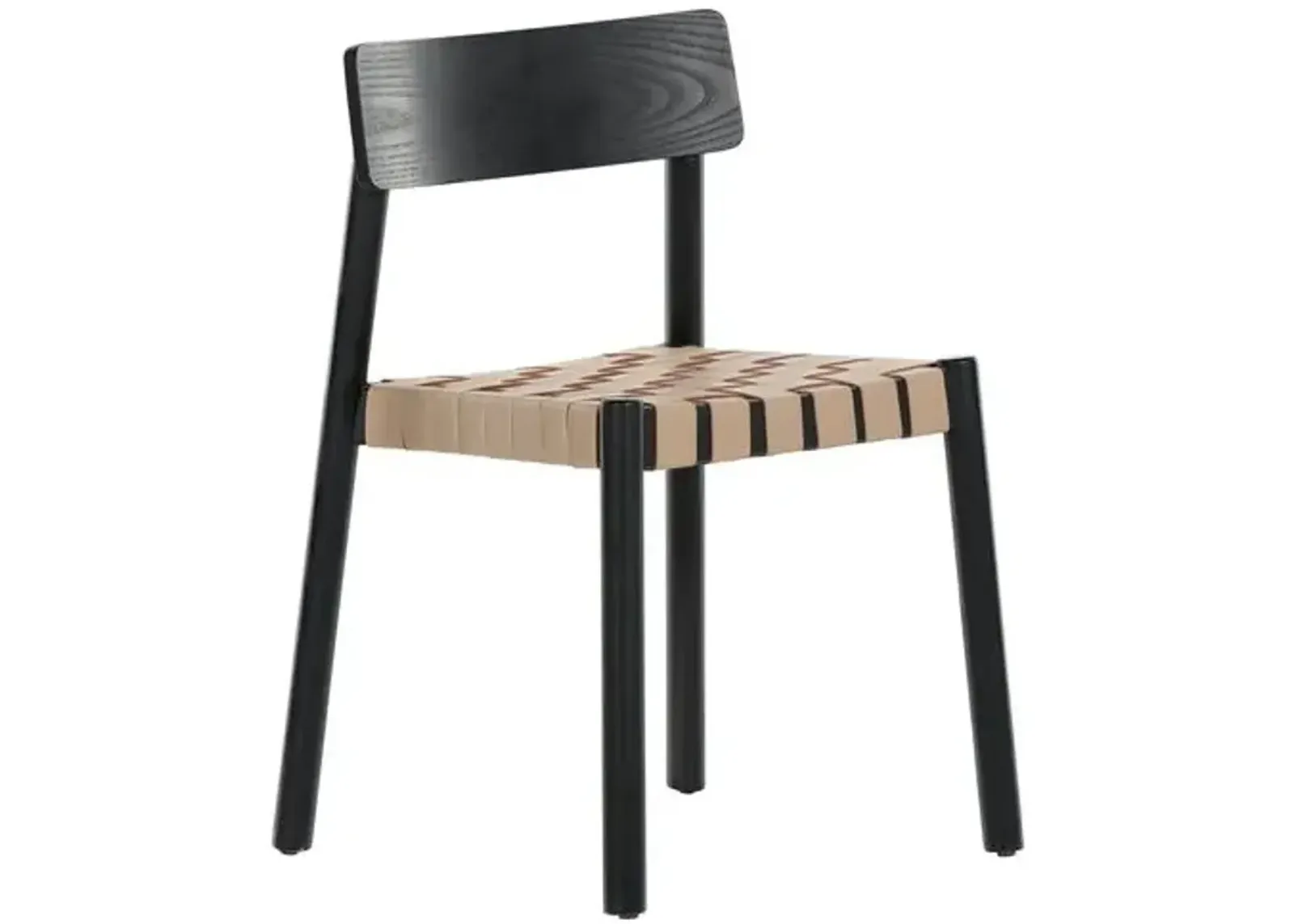 Clyde Leather Dining Chair - Black/Almond - Beige