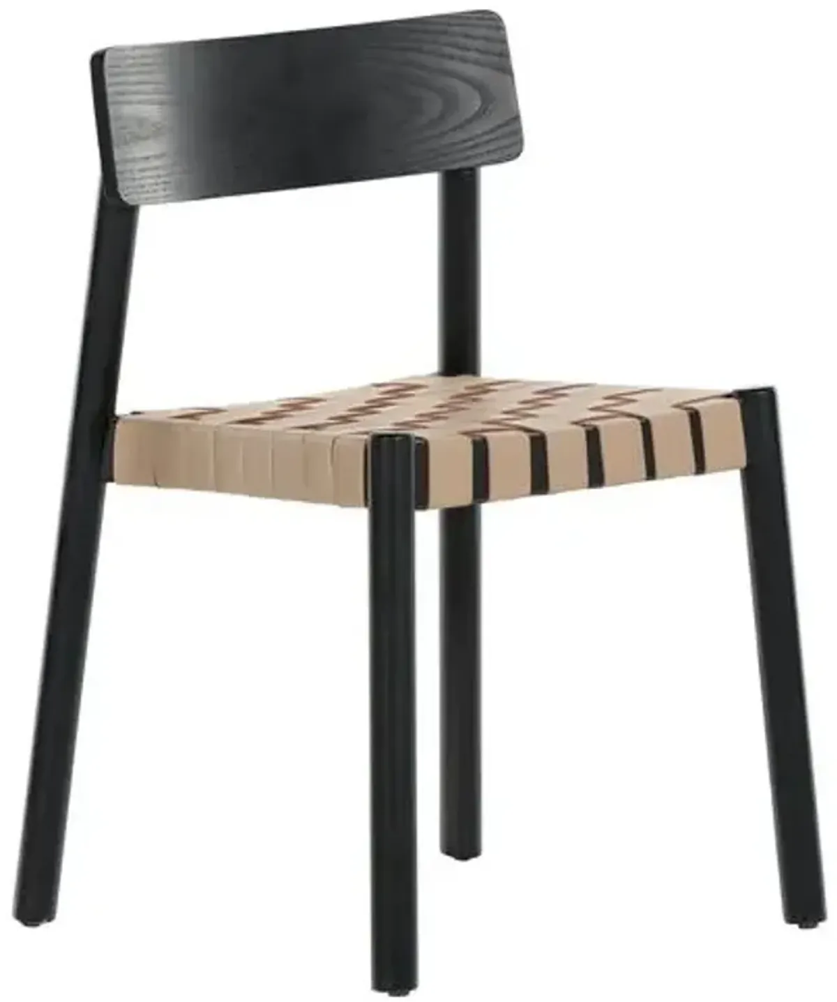 Clyde Leather Dining Chair - Black/Almond - Beige