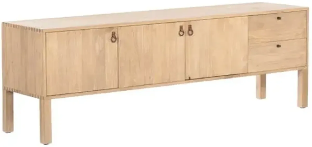 Braxton Media Console - Natural Dry-Washed Poplar - Beige