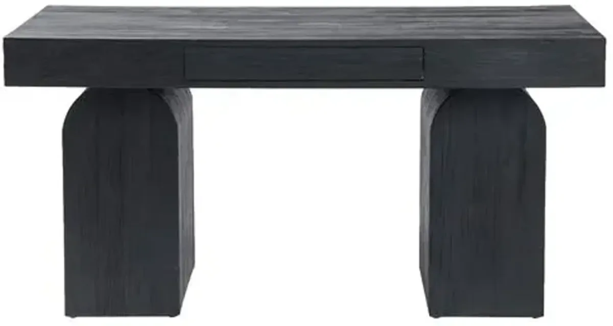 Wyatt Desk - Black Reclaimed Elm - Handcrafted