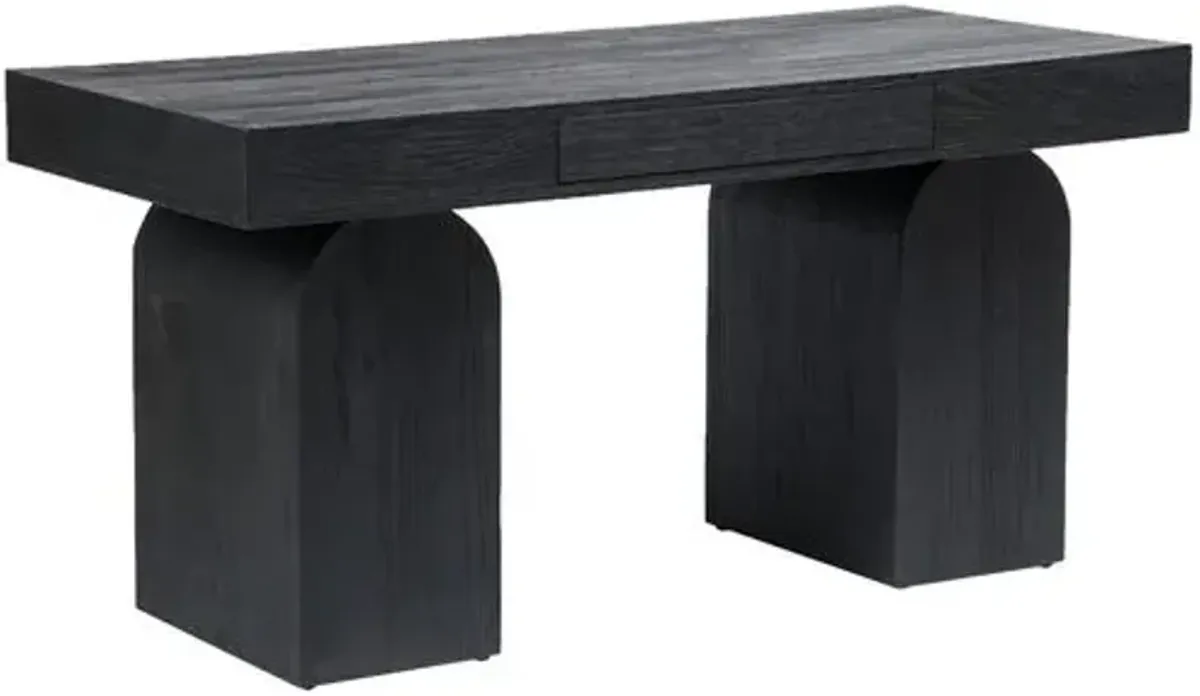 Wyatt Desk - Black Reclaimed Elm - Handcrafted