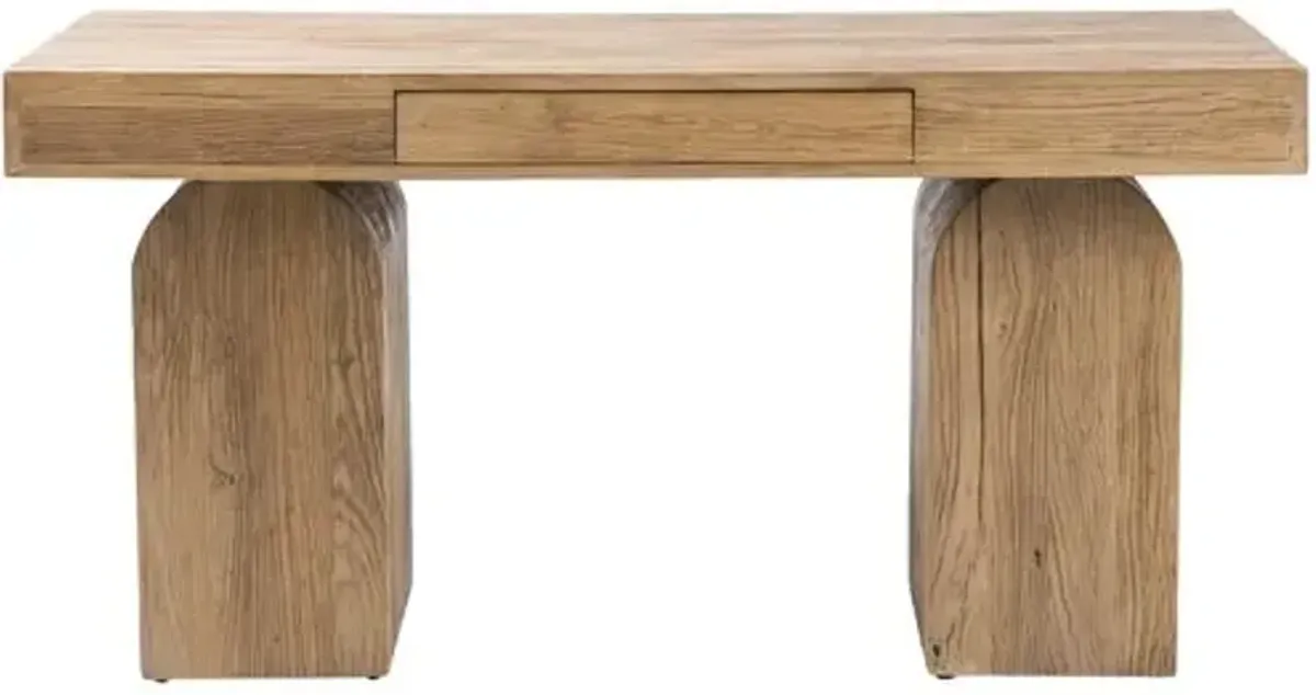 Wyatt Desk - Natural Reclaimed Elm - Handcrafted - Brown