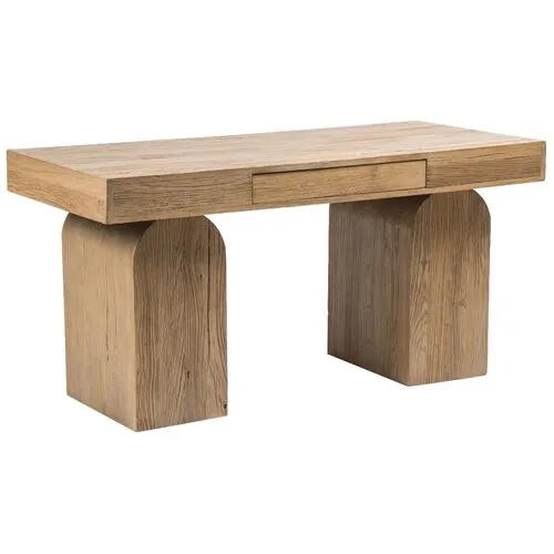 Wyatt Desk - Natural Reclaimed Elm - Handcrafted - Brown