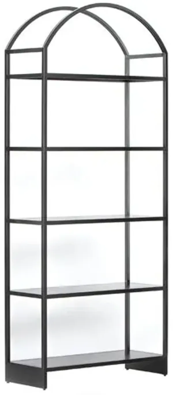 Asher Iron Arched Bookcase - Black