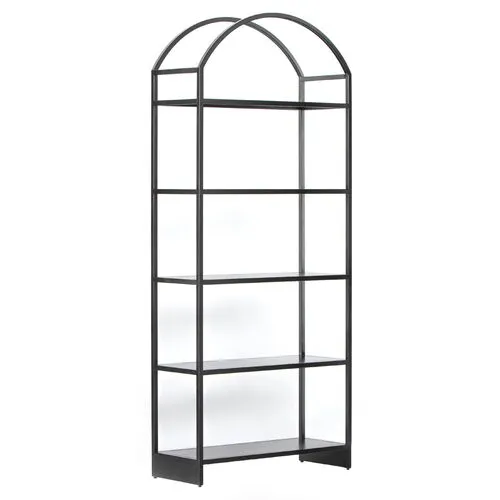Asher Iron Arched Bookcase - Black