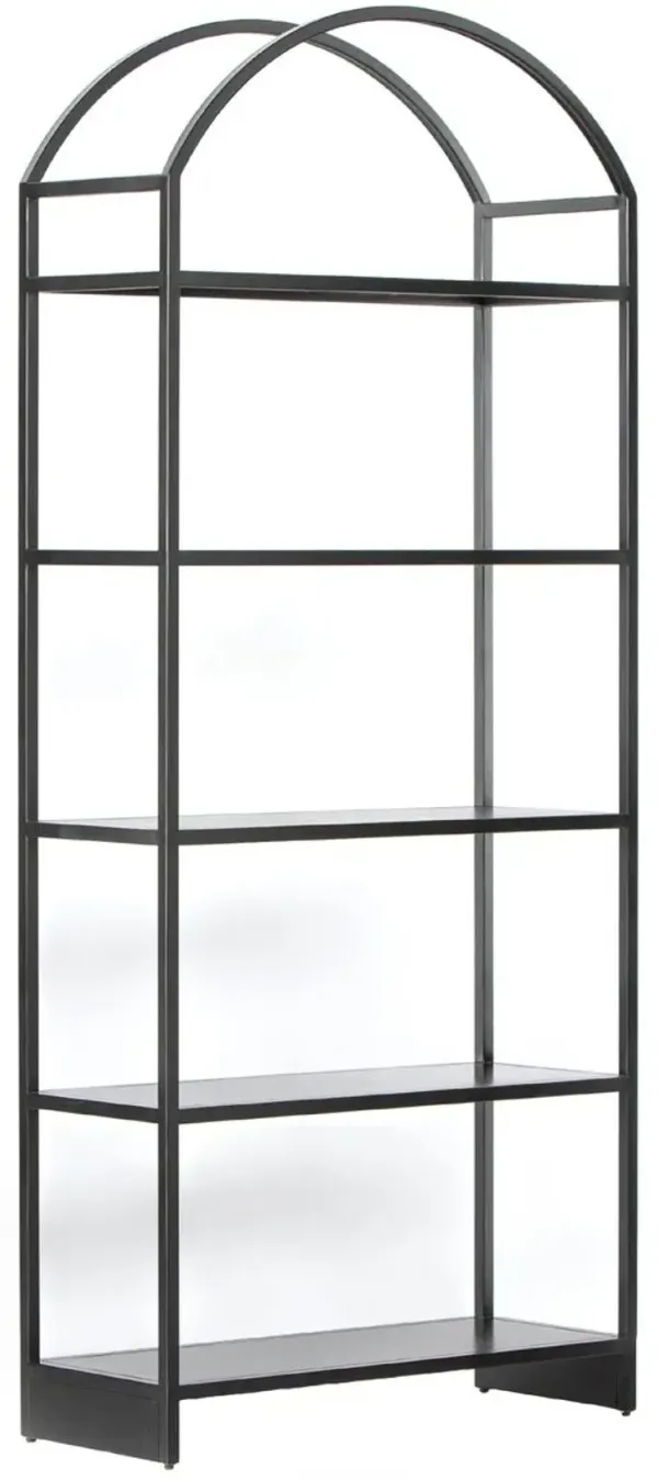 Asher Iron Arched Bookcase, Black