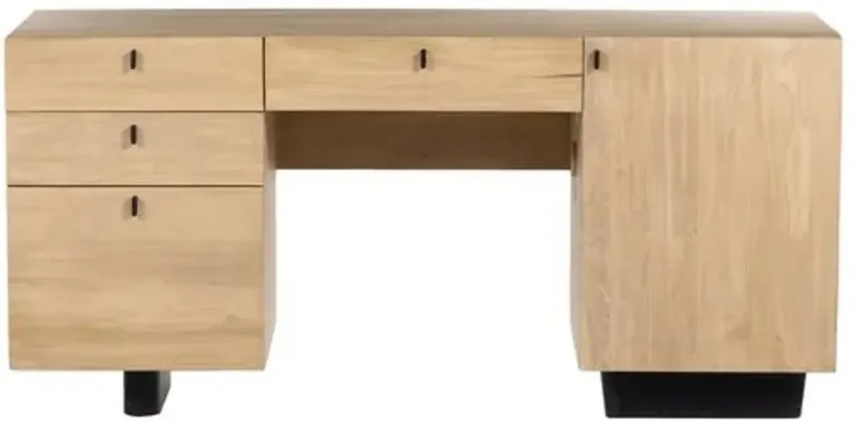 Charles Executive Desk - Washed Poplar - Beige