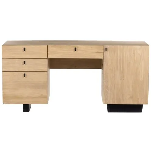 Charles Executive Desk - Washed Poplar - Beige