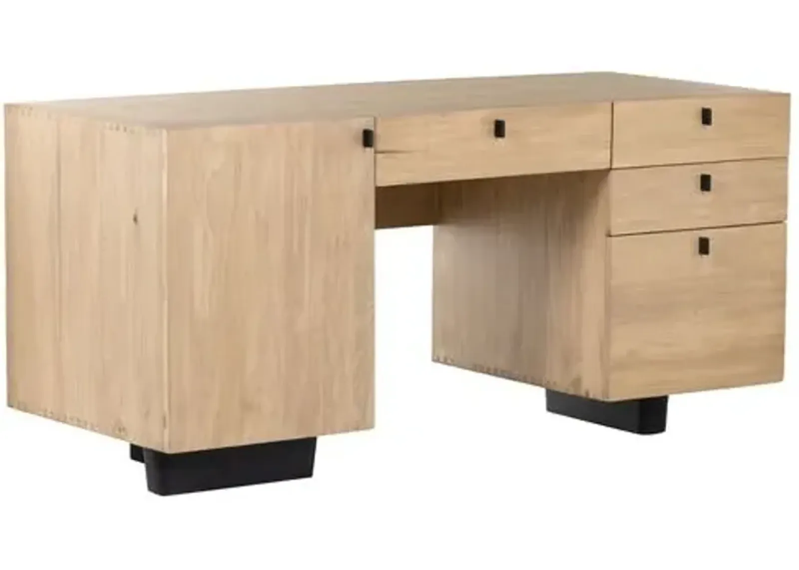 Charles Executive Desk - Washed Poplar - Beige