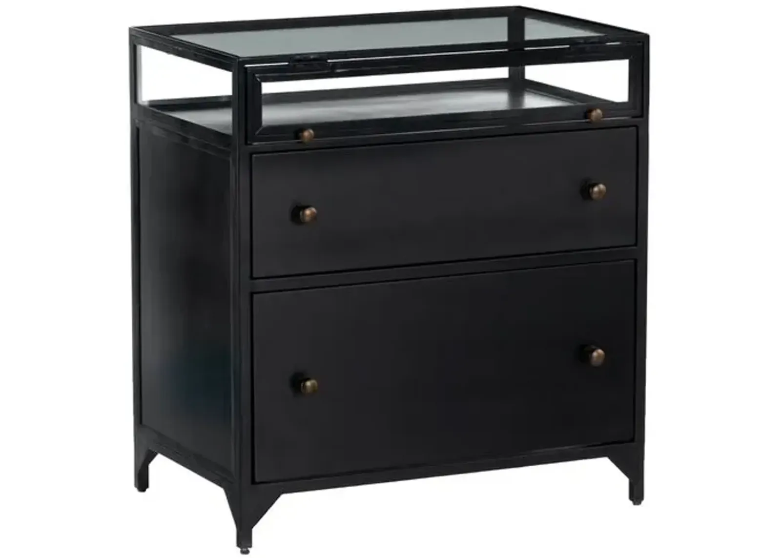 Aubrie Iron Shadow Box Nightstand - Black