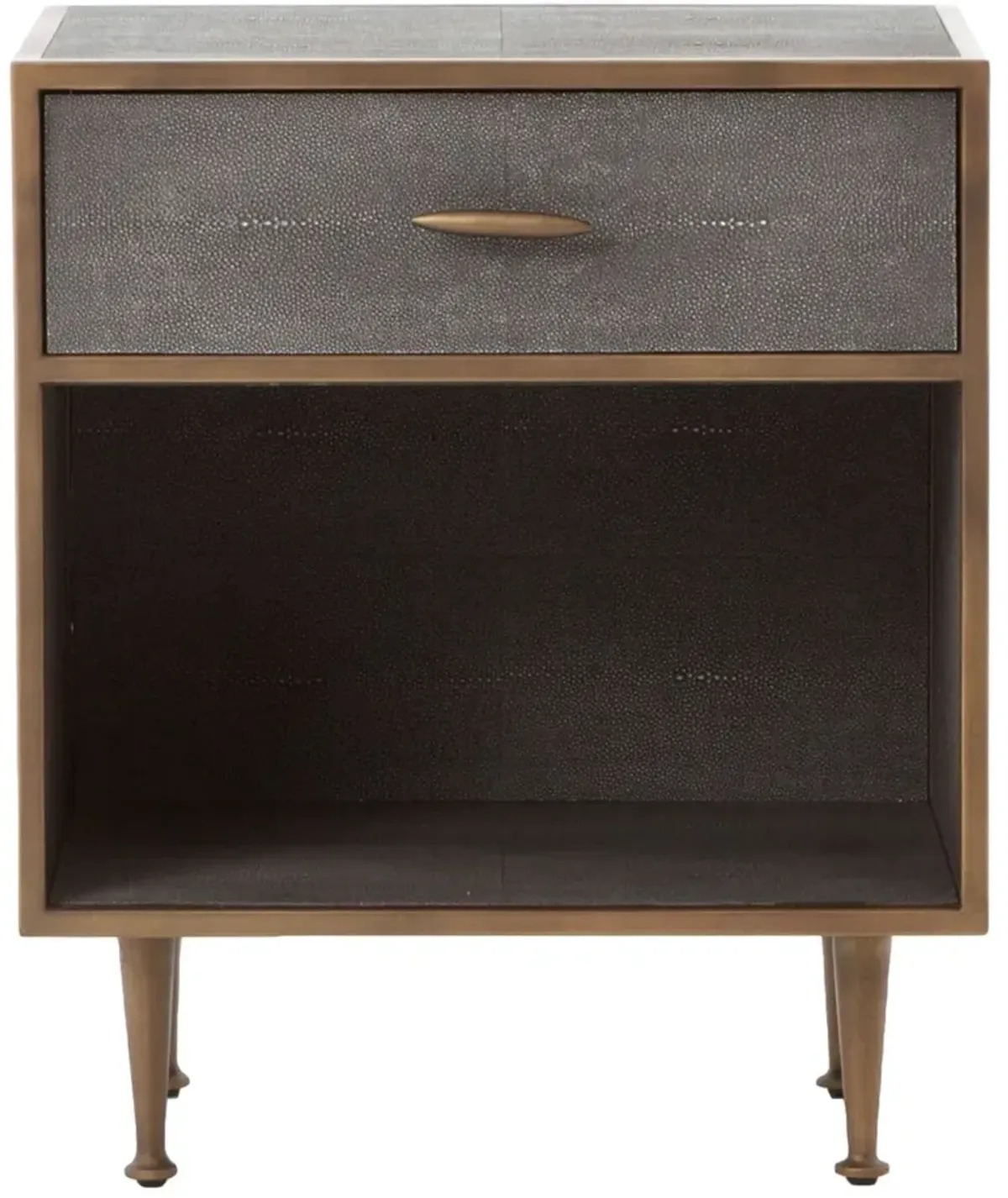 Anne Faux Shagreen 1-Drawer Nightstand, Gray