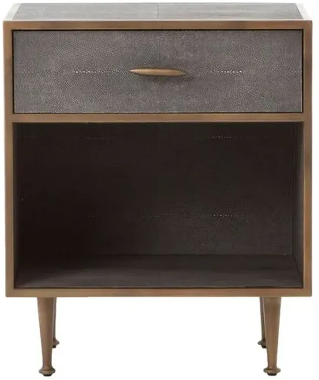 Anne Shagreen Nightstand - Gray