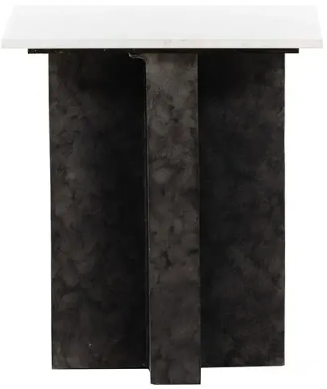 Sebbie Marble End Table - Black/White