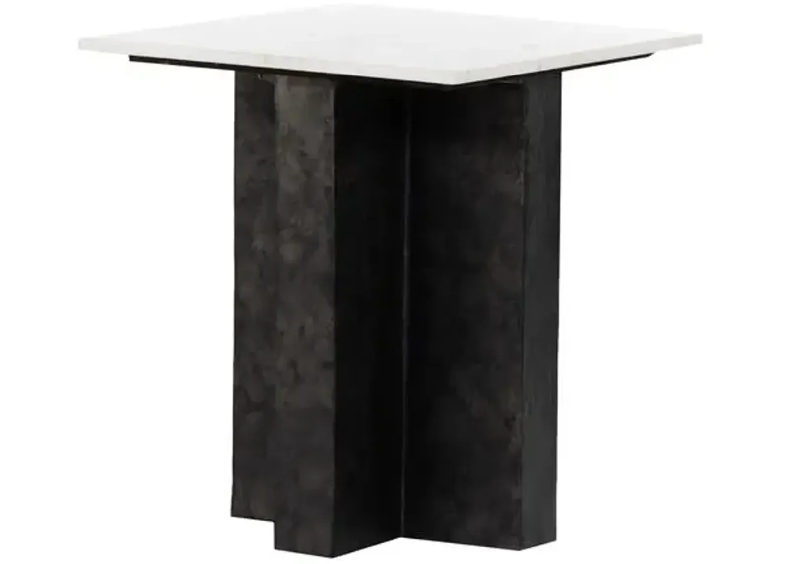 Sebbie Marble End Table - Black/White