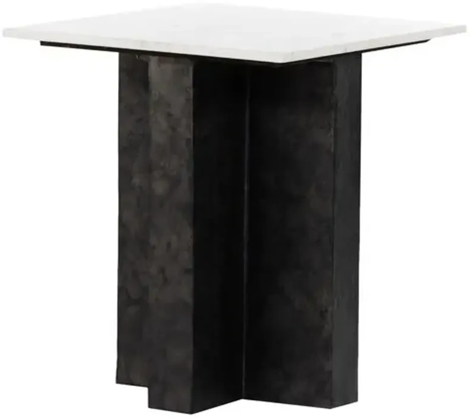 Sebbie Marble End Table - Black/White