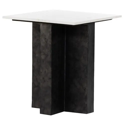 Sebbie Marble End Table - Black/White