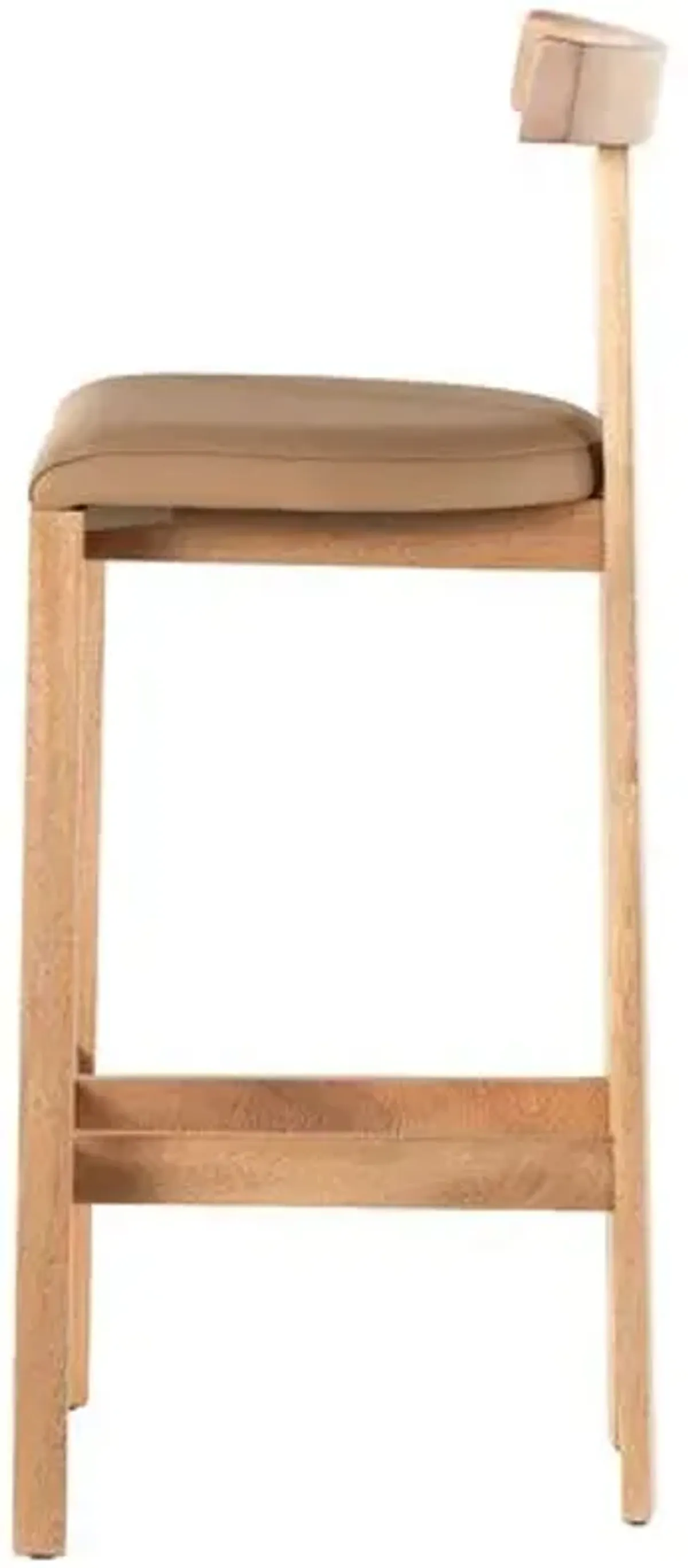 Oscar Leather Barstool - Natural - Brown